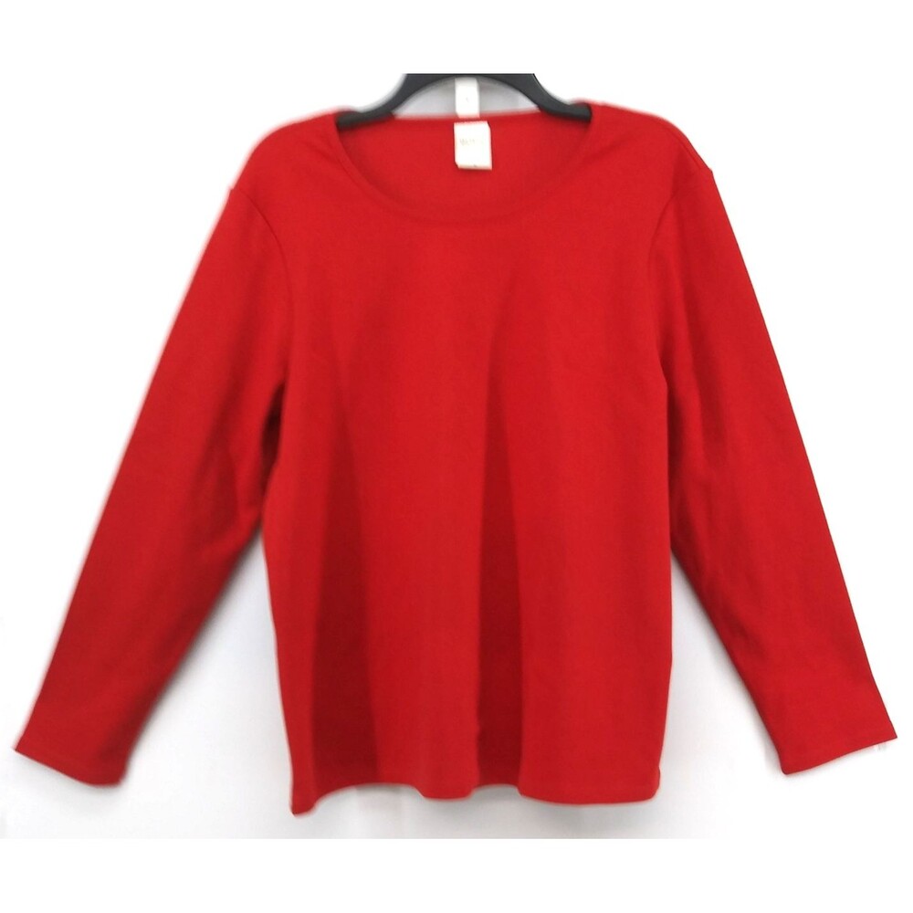 Blair Shirt Womens Medium Red Long Sleeve Round Neck Knit Top Holiday Christmas